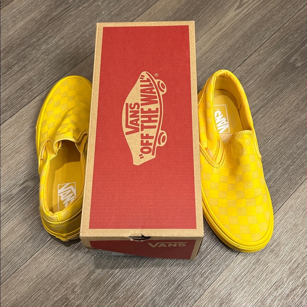 Vans Yellow Checkerboard Slip-On Sneakers - Picture 3 of 3